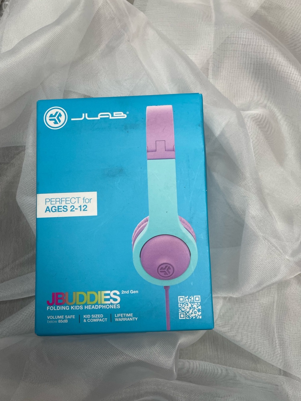 JLab JBuddies Kids Folding Headphones in Mint & Lavender